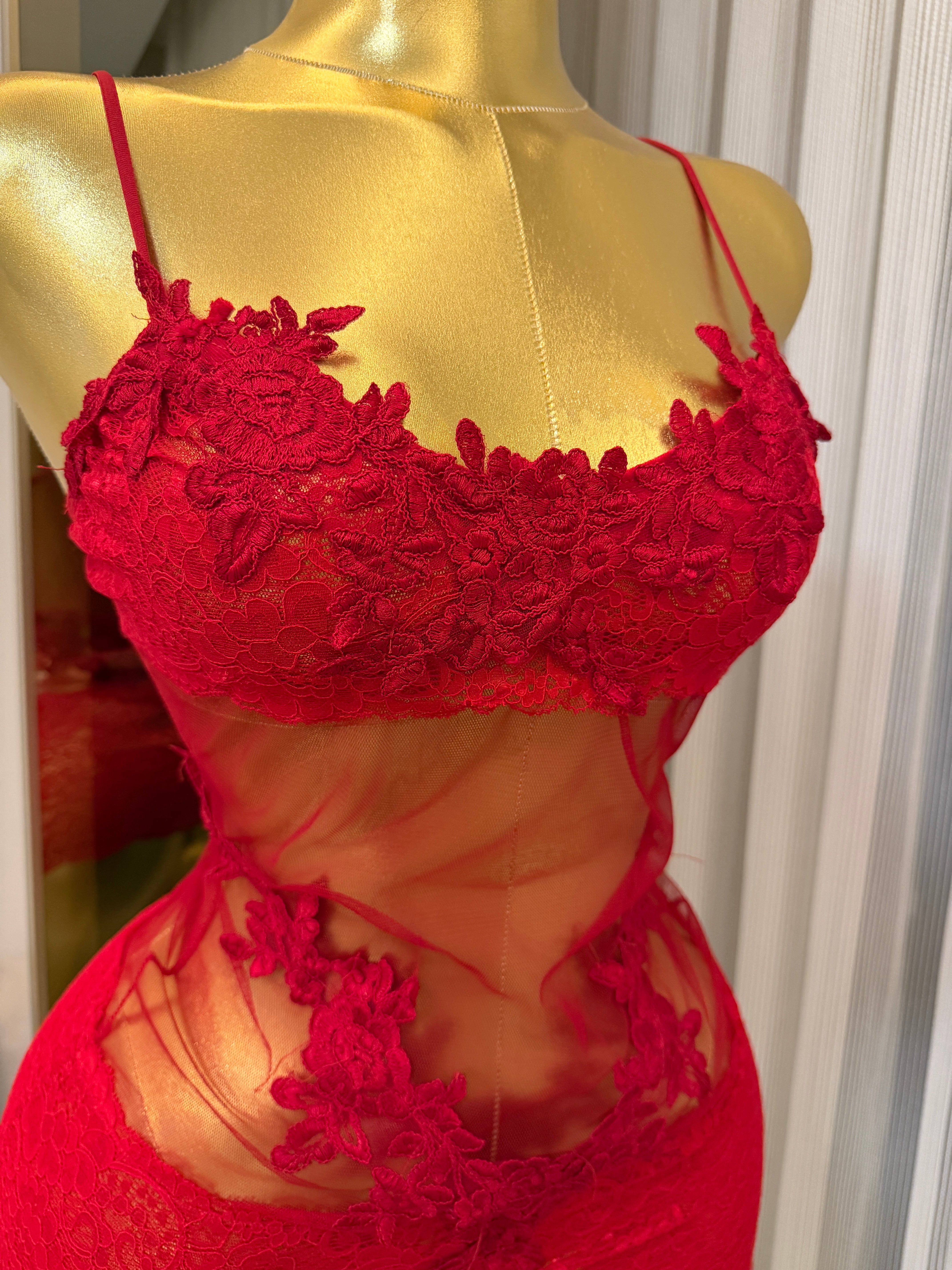 Alexandra Red Bride Babydoll Kısa