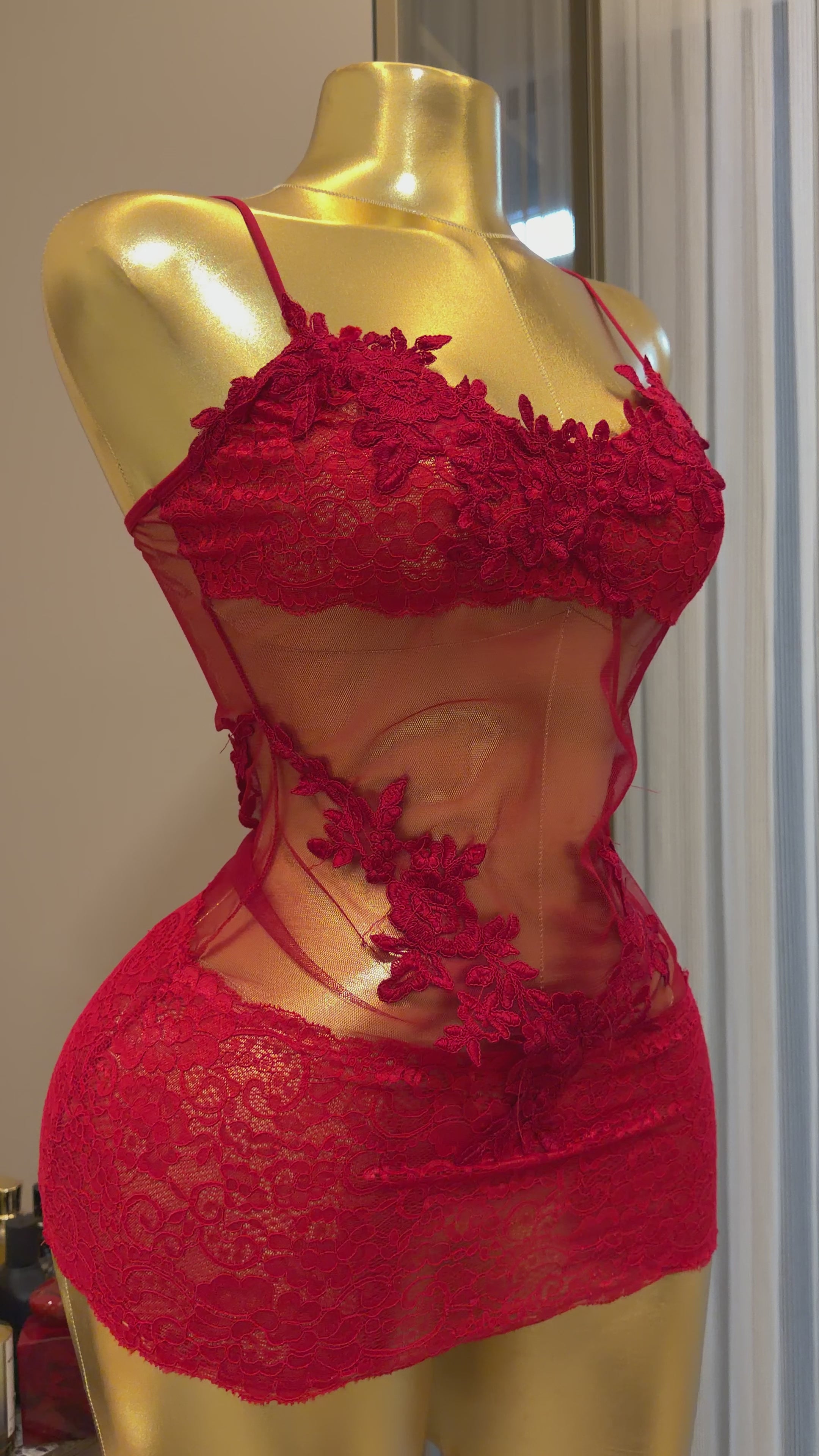 Alexandra Red Bride Babydoll Kısa